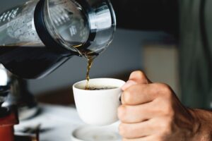 pouring black coffee 